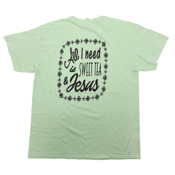 Women's Gildan Southern Chics T-Shirt All I Need is Sweet Tea & Jesus Tee Large - Picture 1 of 7